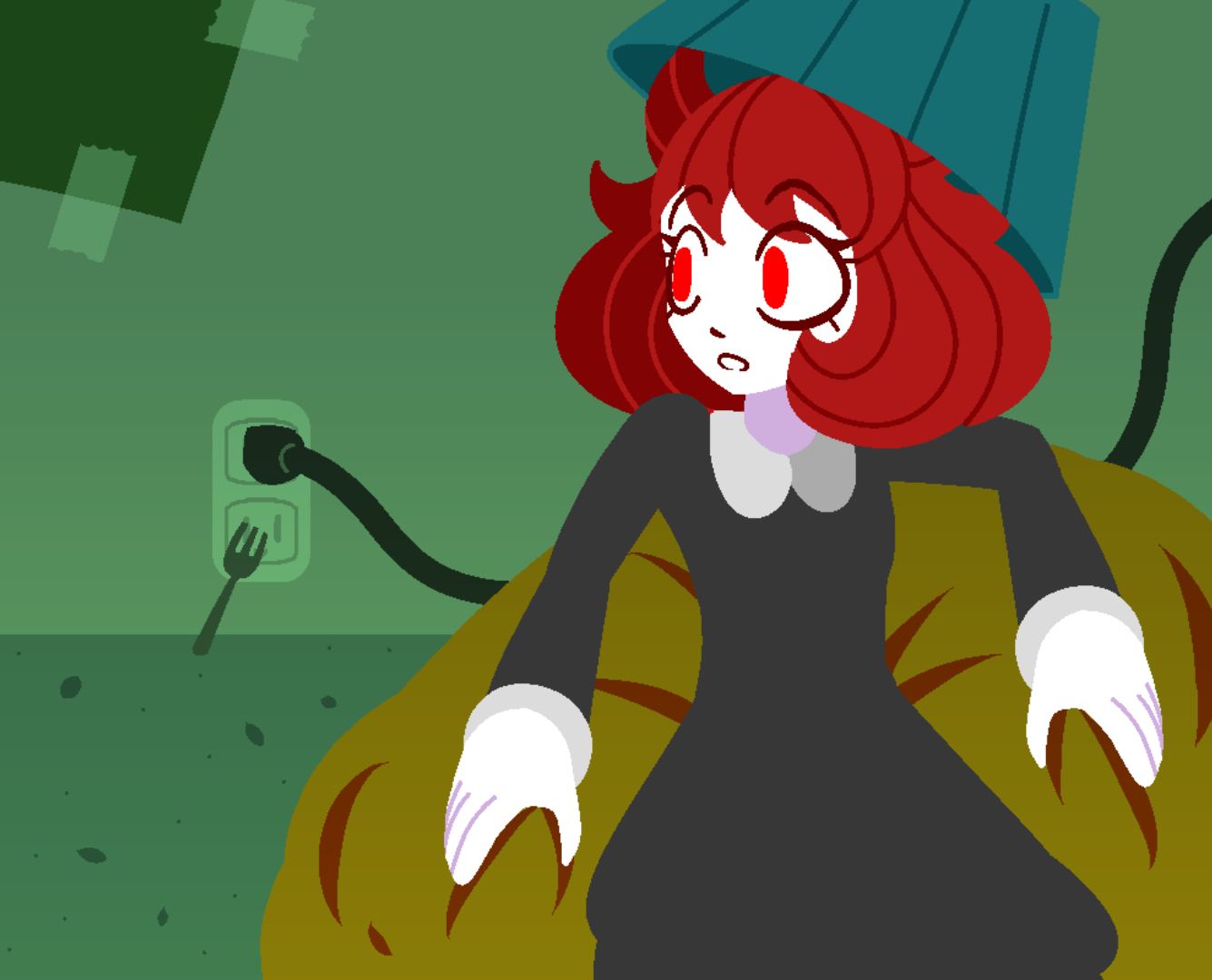 mary anta with a lampshade on her head