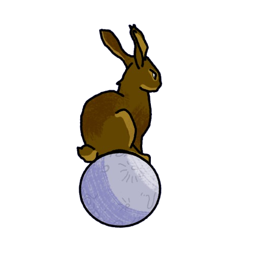 A rabbit sitting on the moon